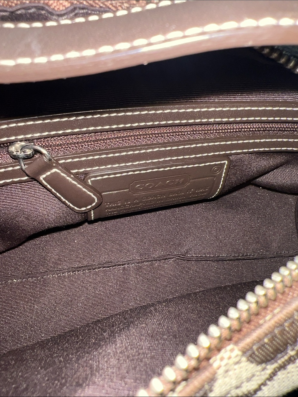 Coach Brown Signature Canvas Shoulder Bag with Dark Leather Strap - Picture 5 of 8